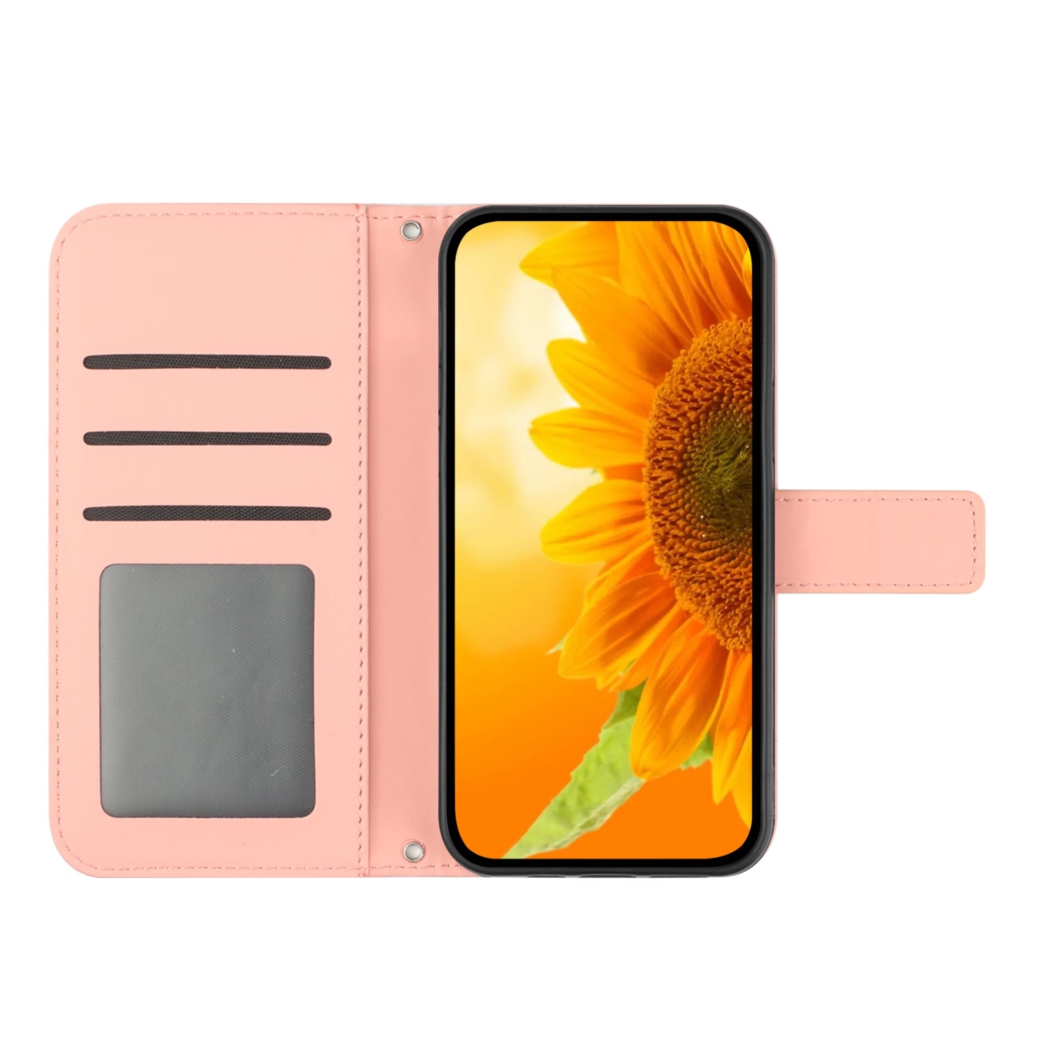 For Xiaomi 17 Pro Max Case Sunflower Imprint Leather Wallet Phone Cover with Wrist Strap - Pink