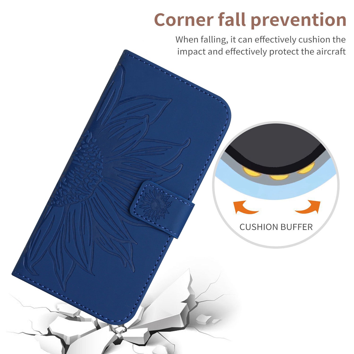 For Xiaomi 17 Pro Max Case Sunflower Imprint Leather Wallet Phone Cover with Wrist Strap - Sapphire