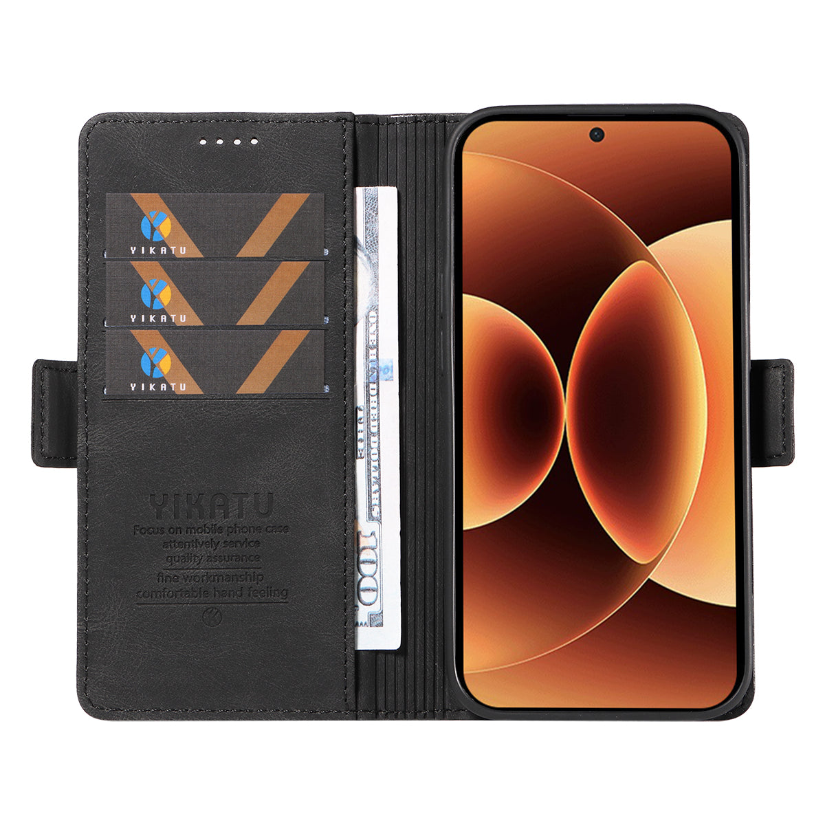 For Xiaomi 17 Pro Max Leather Case YIKATU YK-005 Skin-touch Feeling Wallet Phone Cover - Black