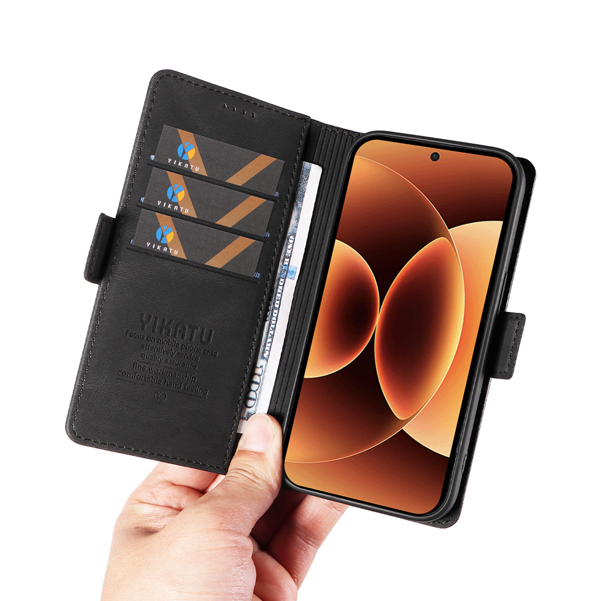 For Xiaomi 17 Pro Max Leather Case YIKATU YK-005 Skin-touch Feeling Wallet Phone Cover - Black