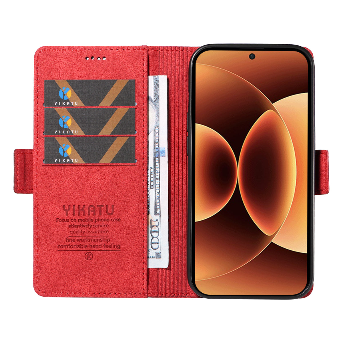 For Xiaomi 17 Pro Max Leather Case YIKATU YK-005 Skin-touch Feeling Wallet Phone Cover - Red