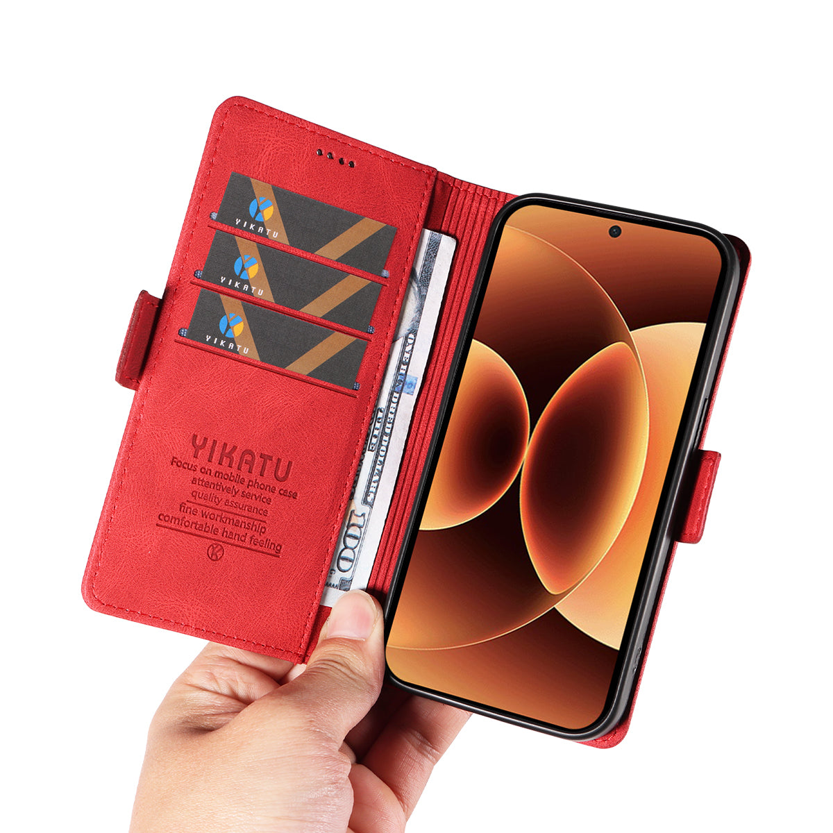 For Xiaomi 17 Pro Max Leather Case YIKATU YK-005 Skin-touch Feeling Wallet Phone Cover - Red