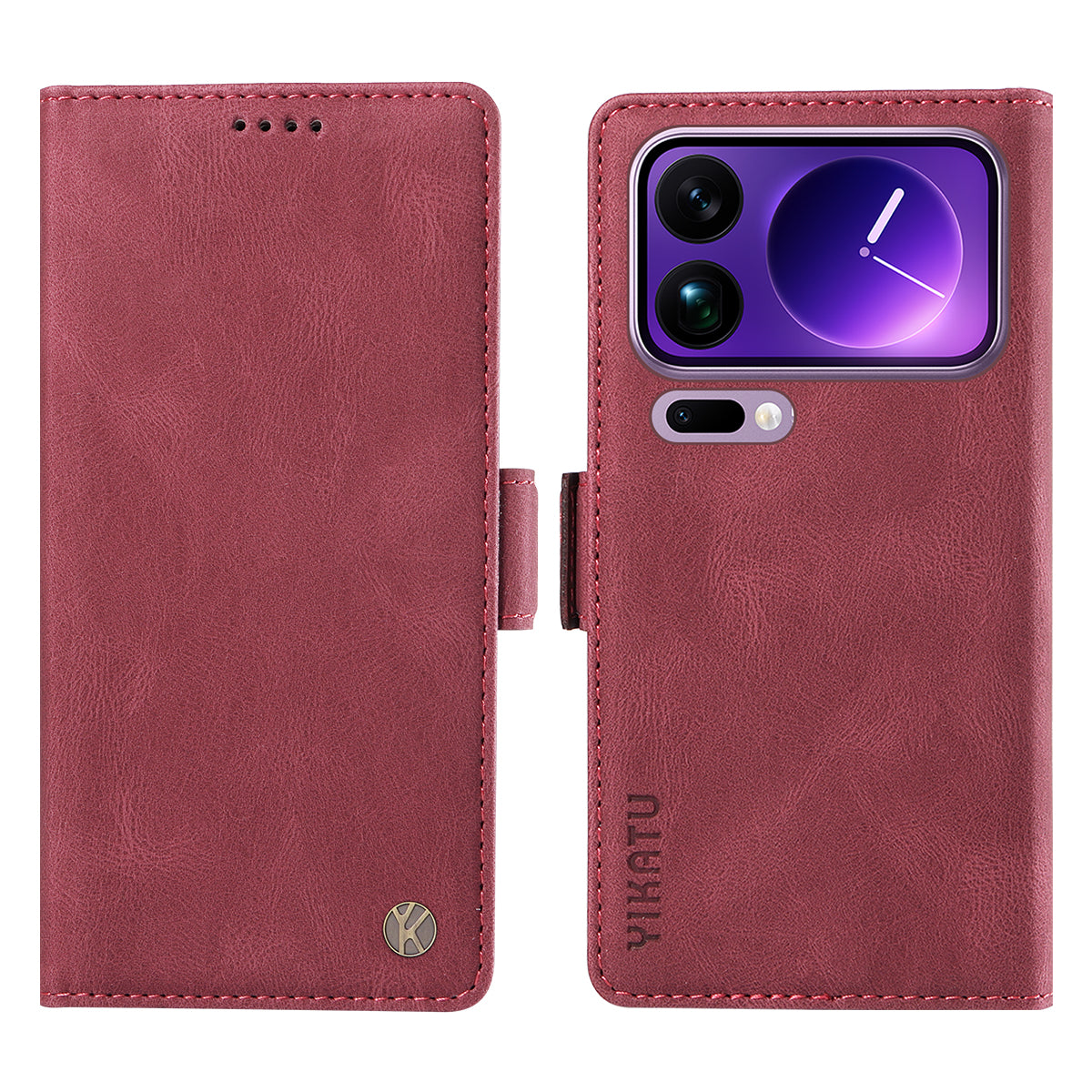 For Xiaomi 17 Pro Max Leather Case YIKATU YK-005 Skin-touch Feeling Wallet Phone Cover - Wine Red