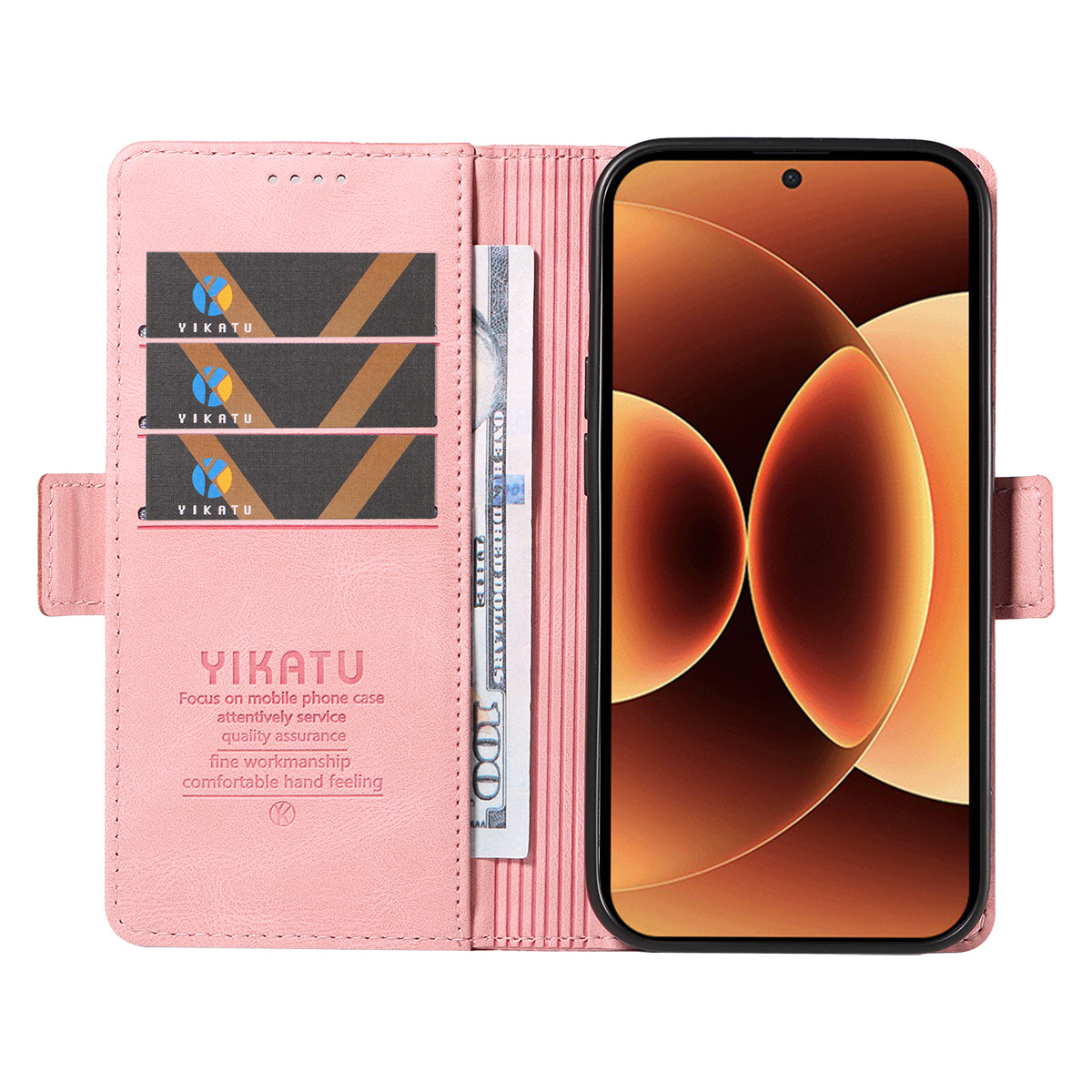 For Xiaomi 17 Pro Max Leather Case YIKATU YK-005 Skin-touch Feeling Wallet Phone Cover - Pink
