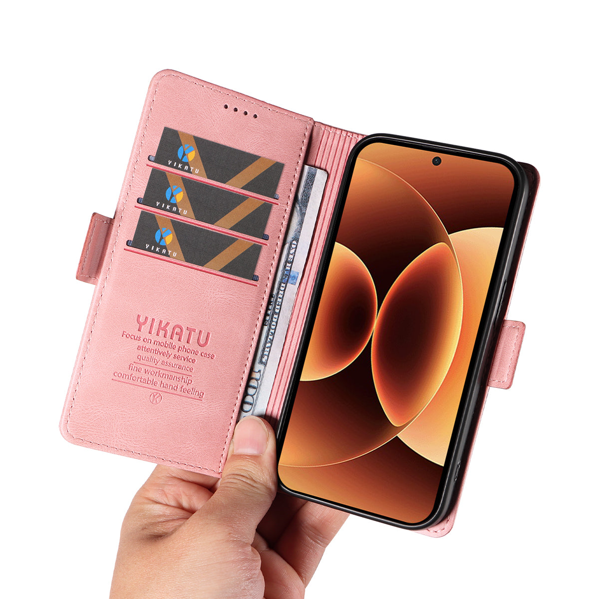 For Xiaomi 17 Pro Max Leather Case YIKATU YK-005 Skin-touch Feeling Wallet Phone Cover - Pink