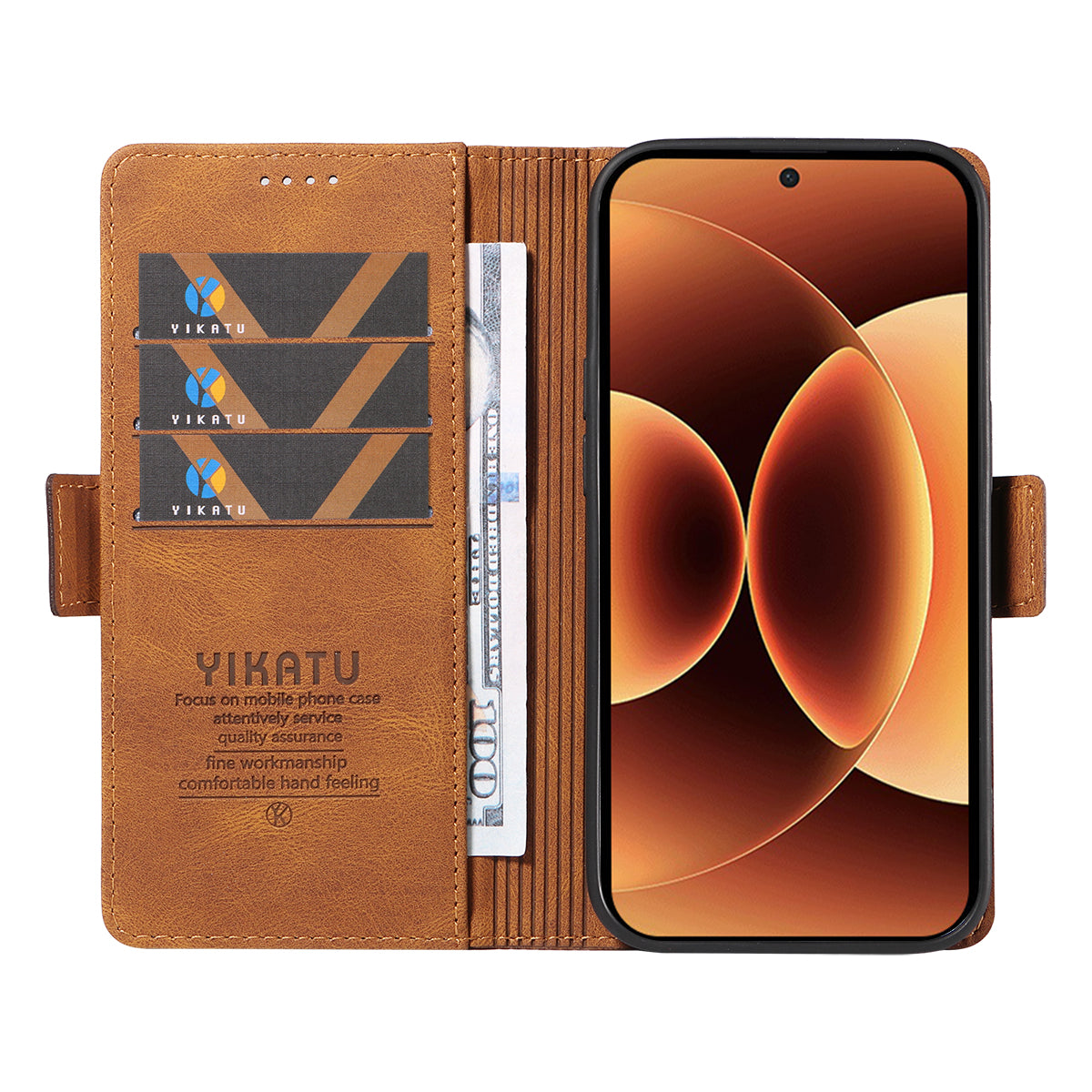 For Xiaomi 17 Pro Max Leather Case YIKATU YK-005 Skin-touch Feeling Wallet Phone Cover - Brown