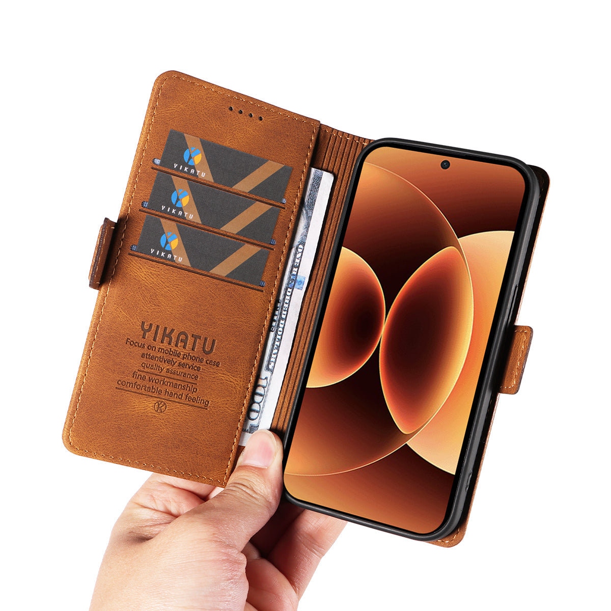 For Xiaomi 17 Pro Max Leather Case YIKATU YK-005 Skin-touch Feeling Wallet Phone Cover - Brown