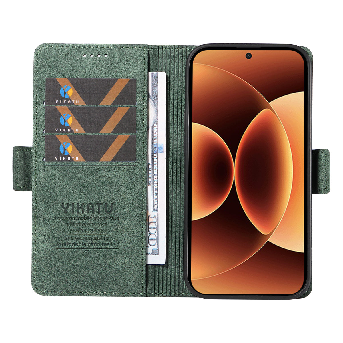 For Xiaomi 17 Pro Max Leather Case YIKATU YK-005 Skin-touch Feeling Wallet Phone Cover - Green
