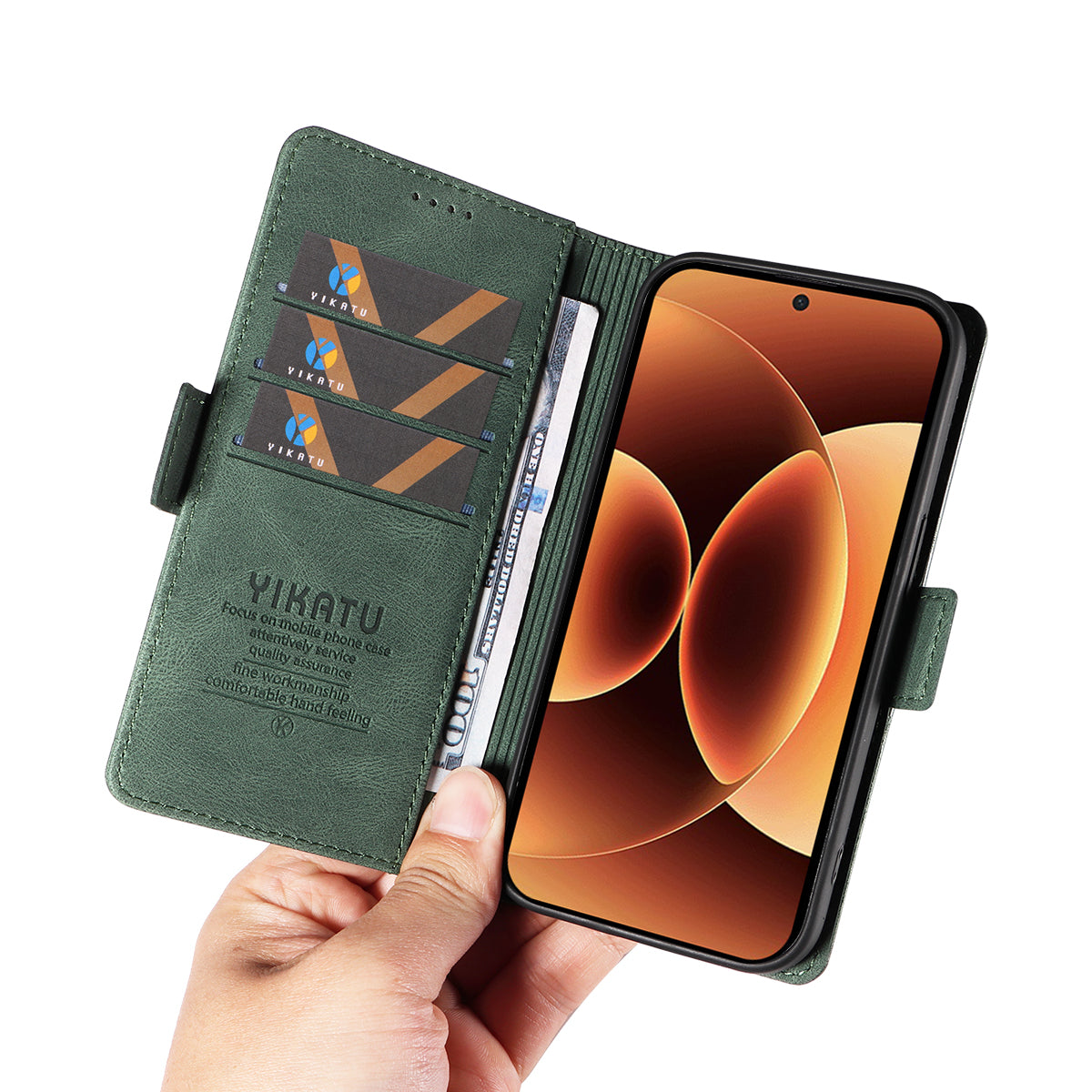 For Xiaomi 17 Pro Max Leather Case YIKATU YK-005 Skin-touch Feeling Wallet Phone Cover - Green