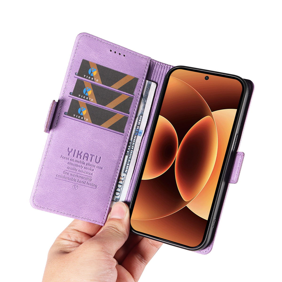 For Xiaomi 17 Pro Max Leather Case YIKATU YK-005 Skin-touch Feeling Wallet Phone Cover - Purple