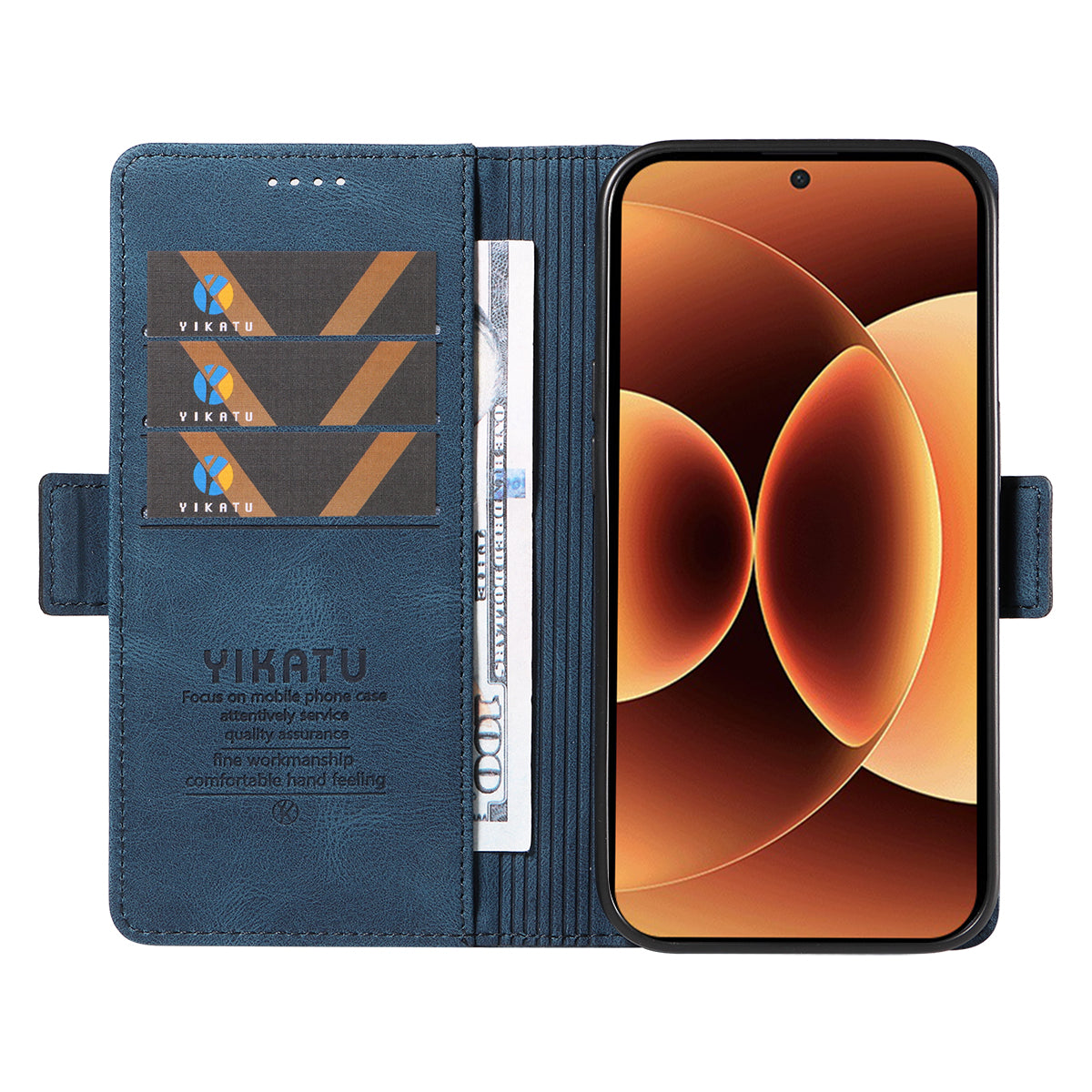 For Xiaomi 17 Pro Max Leather Case YIKATU YK-005 Skin-touch Feeling Wallet Phone Cover - Blue