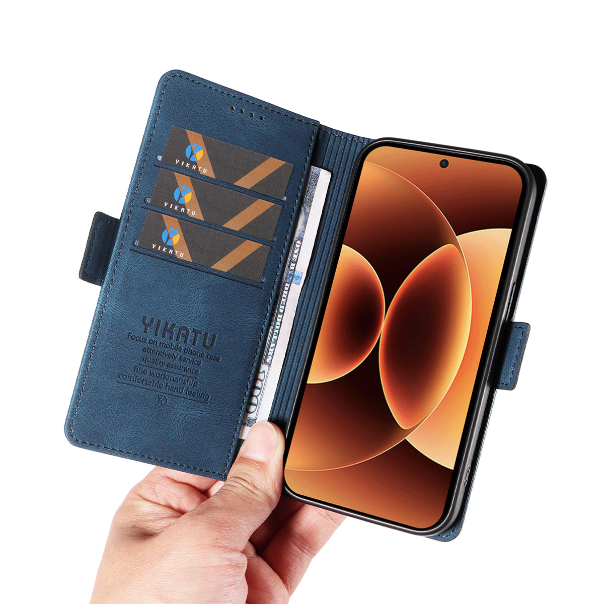 For Xiaomi 17 Pro Max Leather Case YIKATU YK-005 Skin-touch Feeling Wallet Phone Cover - Blue