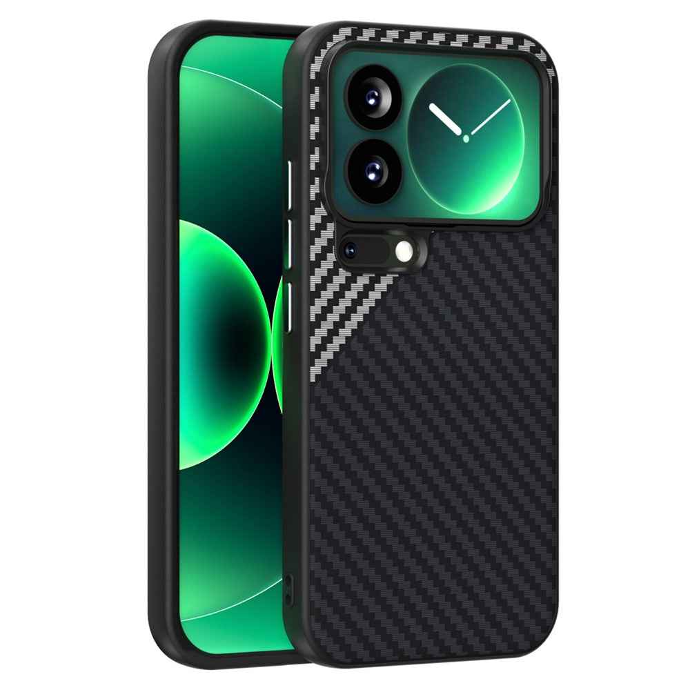 ABEEL For Xiaomi 17 Pro Magnetic Case Carbon Fiber Texture Back Cover - Black  /  Silver