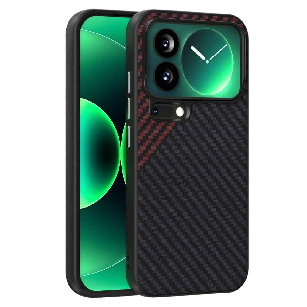 ABEEL For Xiaomi 17 Pro Magnetic Case Carbon Fiber Texture Back Cover - Black  /  Red