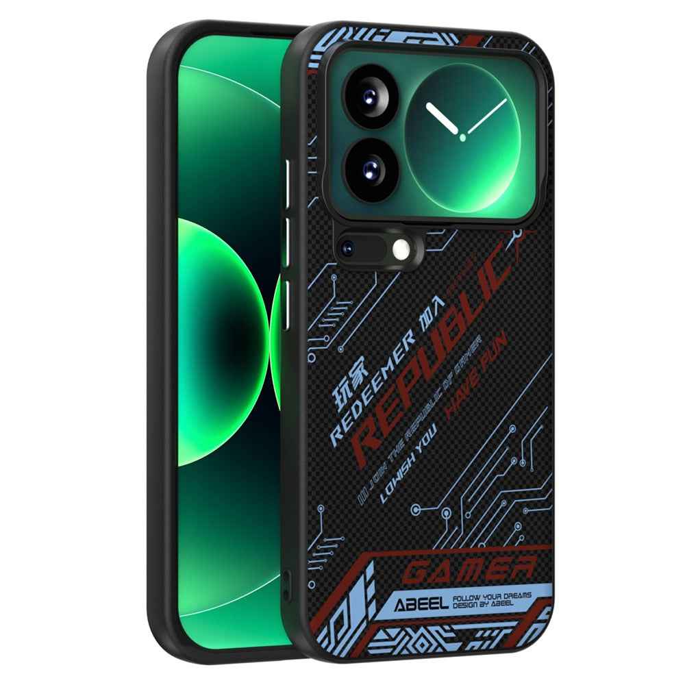 ABEEL For Xiaomi 17 Pro Magnetic Case Micro-Embossing 6D Printed PC TPU Aluminum Alloy Leather Phone Cover - Outstanding No. 4