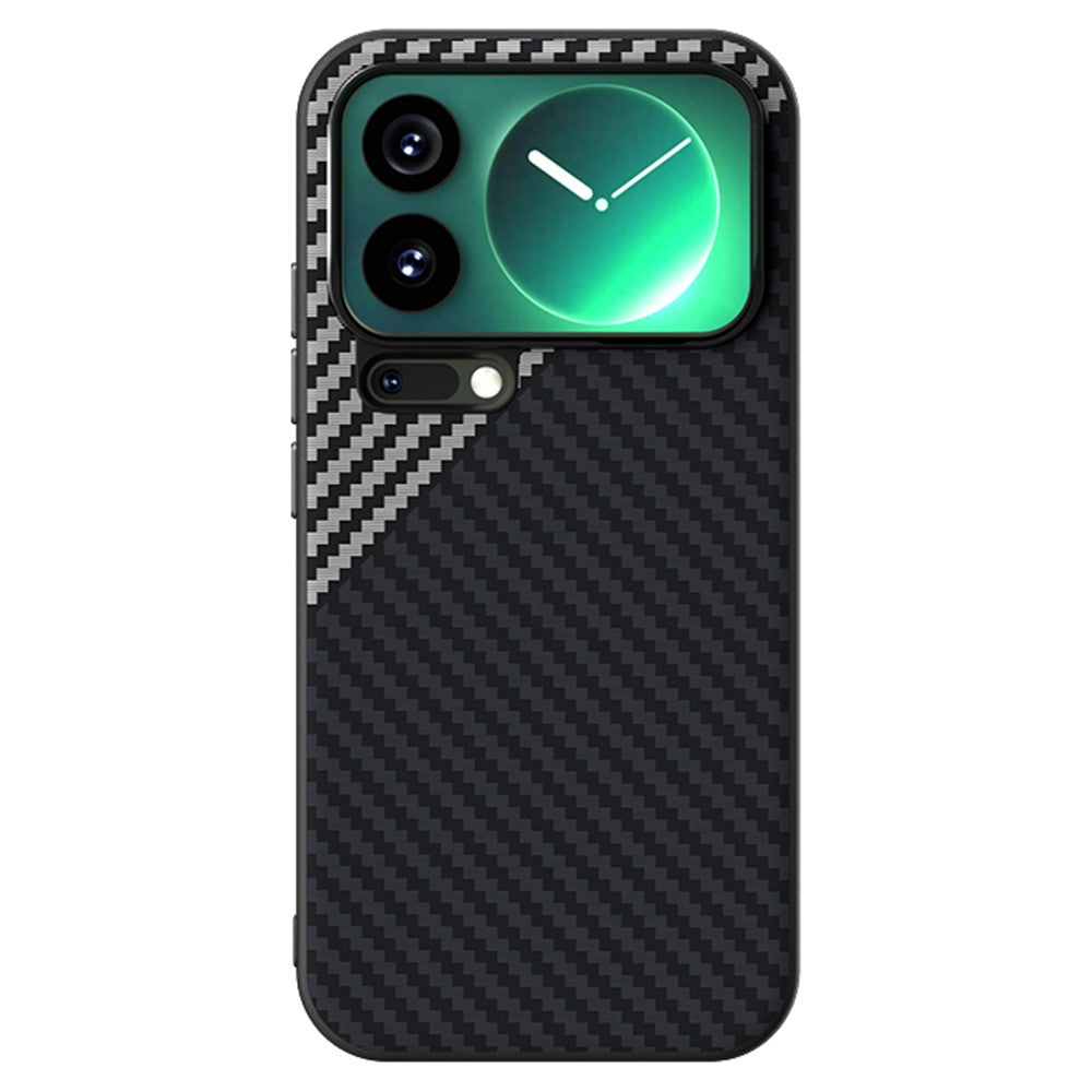 ABEEL For Xiaomi 17 Pro Max Magnetic Case Carbon Fiber Texture Back Cover - Black  /  Silver
