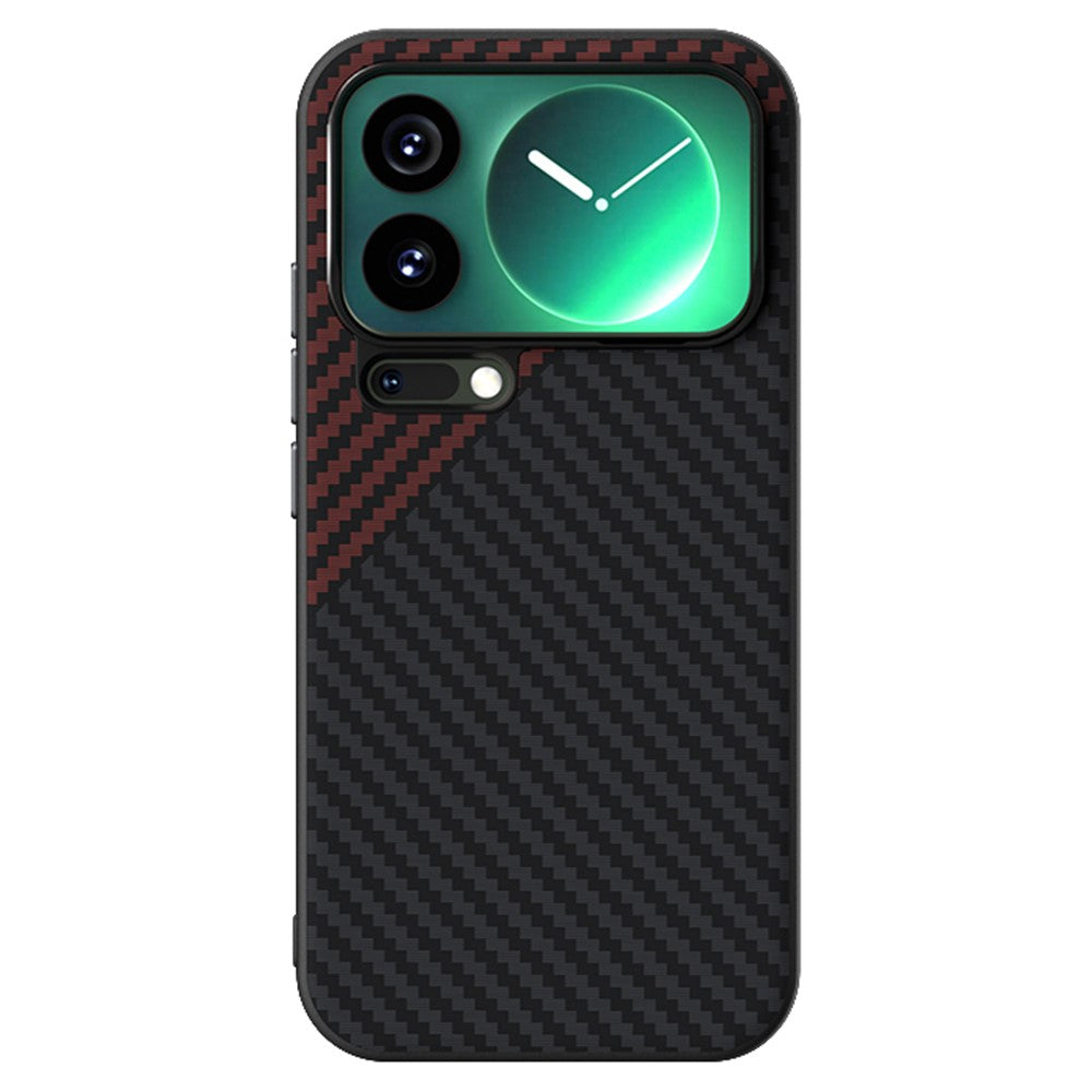 ABEEL For Xiaomi 17 Pro Max Magnetic Case Carbon Fiber Texture Back Cover - Black  /  Red