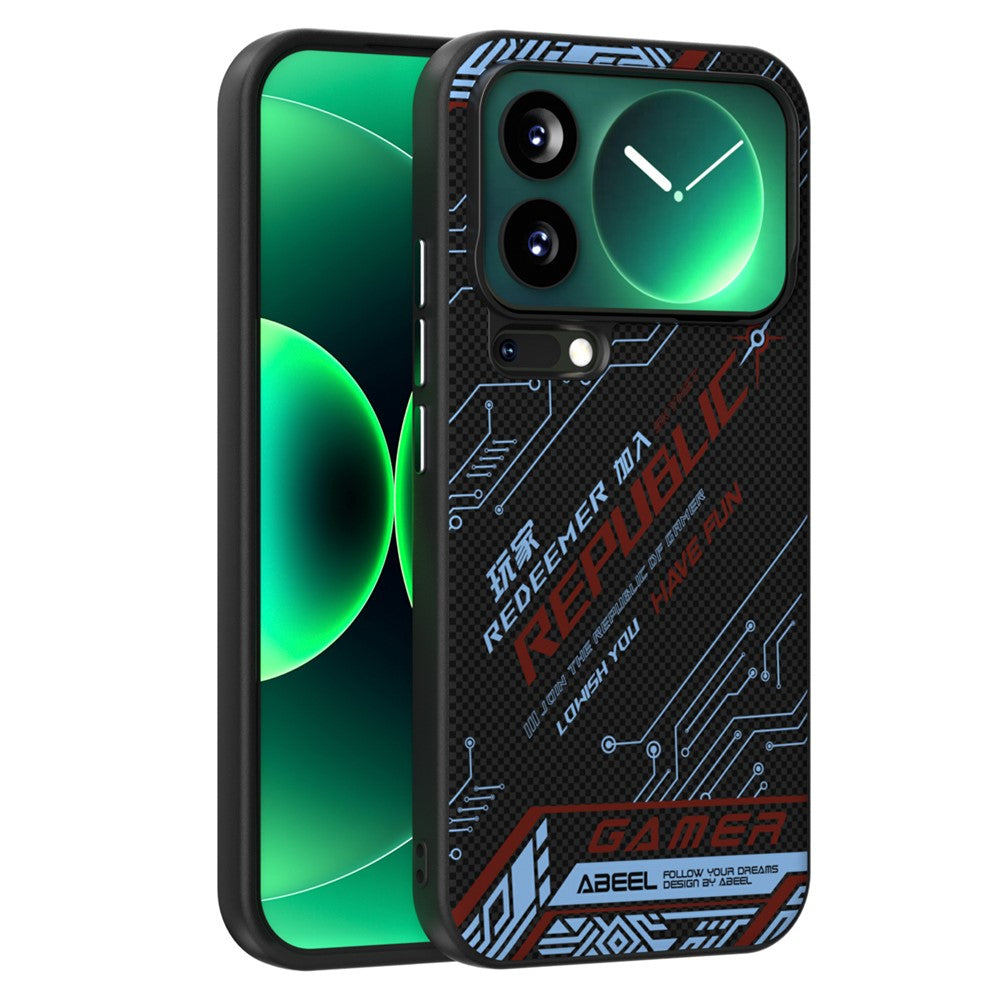 ABEEL For Xiaomi 17 Pro Max Magnetic Case Micro-Embossing 6D Printed PC TPU Aluminum Alloy Leather Phone Cover - Outstanding No. 4