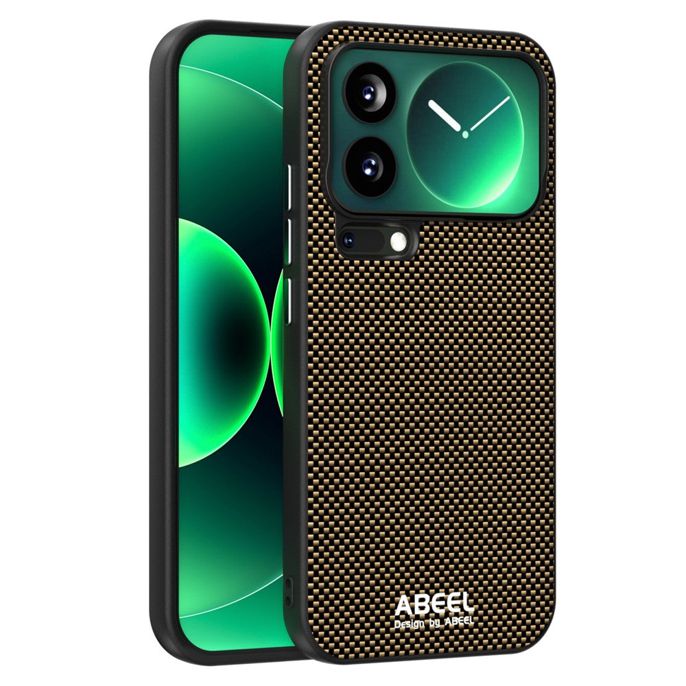 ABEEL For Xiaomi 17 Pro Max Magnetic Case Printed PC TPU Aluminum Alloy Leather Phone Cover - Gold