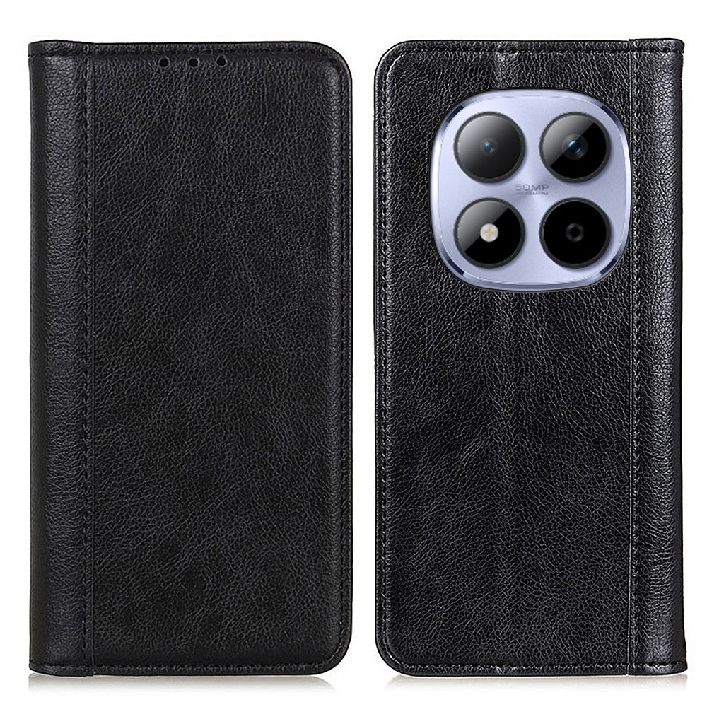For Xiaomi Redmi Note 15 Pro 5G (Global) Stand Case Split Leather Litchi Texture Wallet Phone Cover - Black
