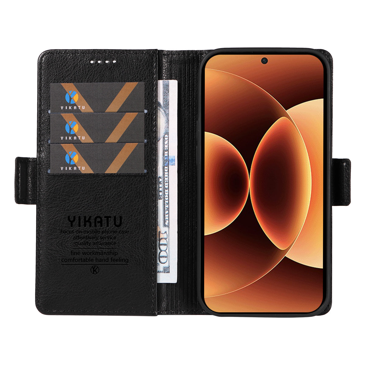 For Xiaomi 17 Pro Max Case YIKATU YK-007 Litchi Texture PU Leather Wallet Phone Cover - Black