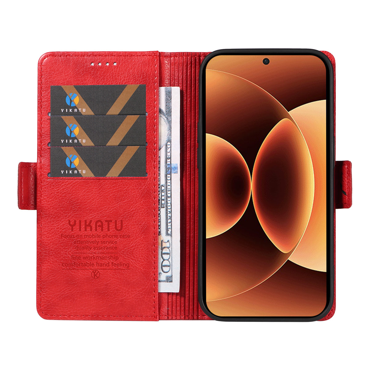 For Xiaomi 17 Pro Max Case YIKATU YK-007 Litchi Texture PU Leather Wallet Phone Cover - Red