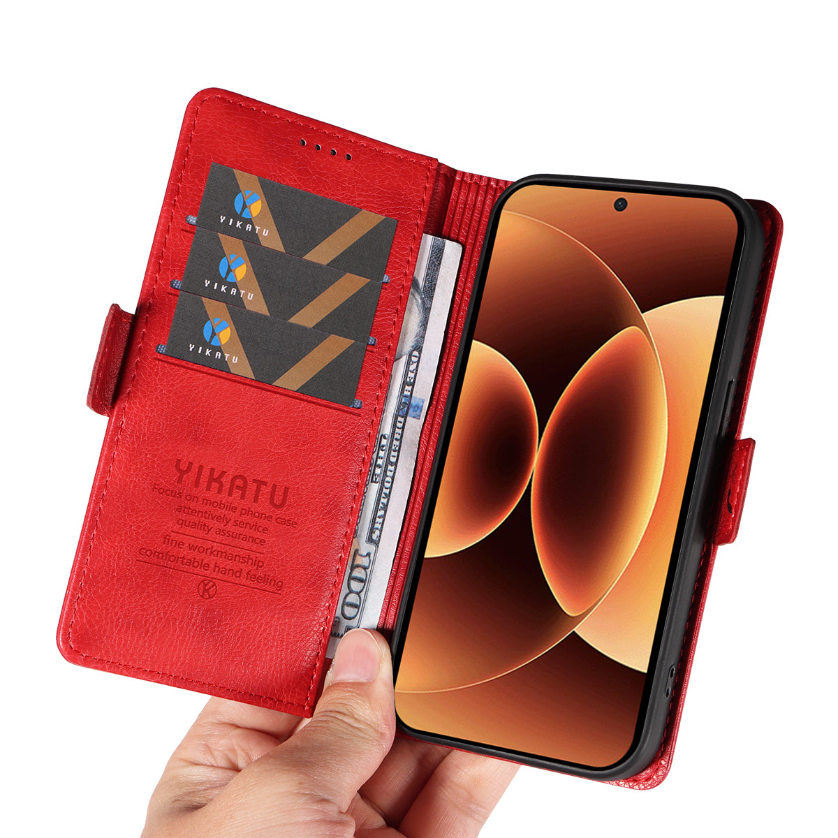 For Xiaomi 17 Pro Max Case YIKATU YK-007 Litchi Texture PU Leather Wallet Phone Cover - Red