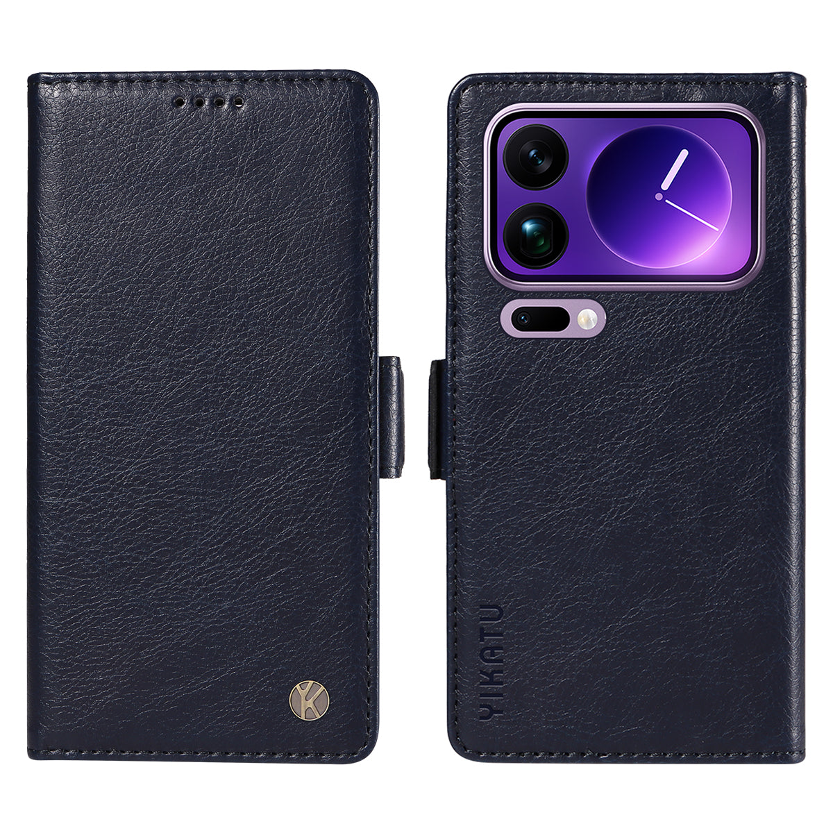 For Xiaomi 17 Pro Max Case YIKATU YK-007 Litchi Texture PU Leather Wallet Phone Cover - Navy Blue