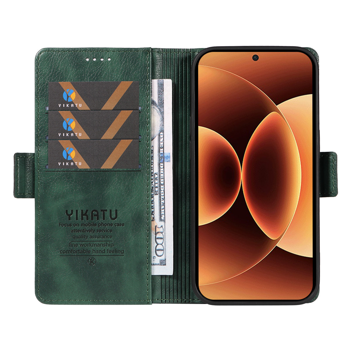 For Xiaomi 17 Pro Max Case YIKATU YK-007 Litchi Texture PU Leather Wallet Phone Cover - Green