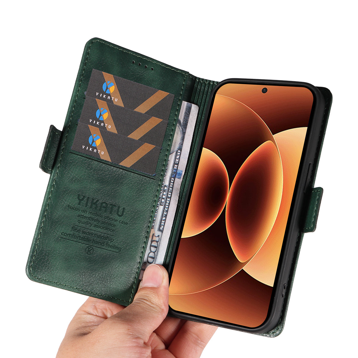 For Xiaomi 17 Pro Max Case YIKATU YK-007 Litchi Texture PU Leather Wallet Phone Cover - Green