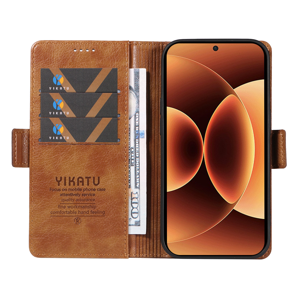 For Xiaomi 17 Pro Max Case YIKATU YK-007 Litchi Texture PU Leather Wallet Phone Cover - Brown