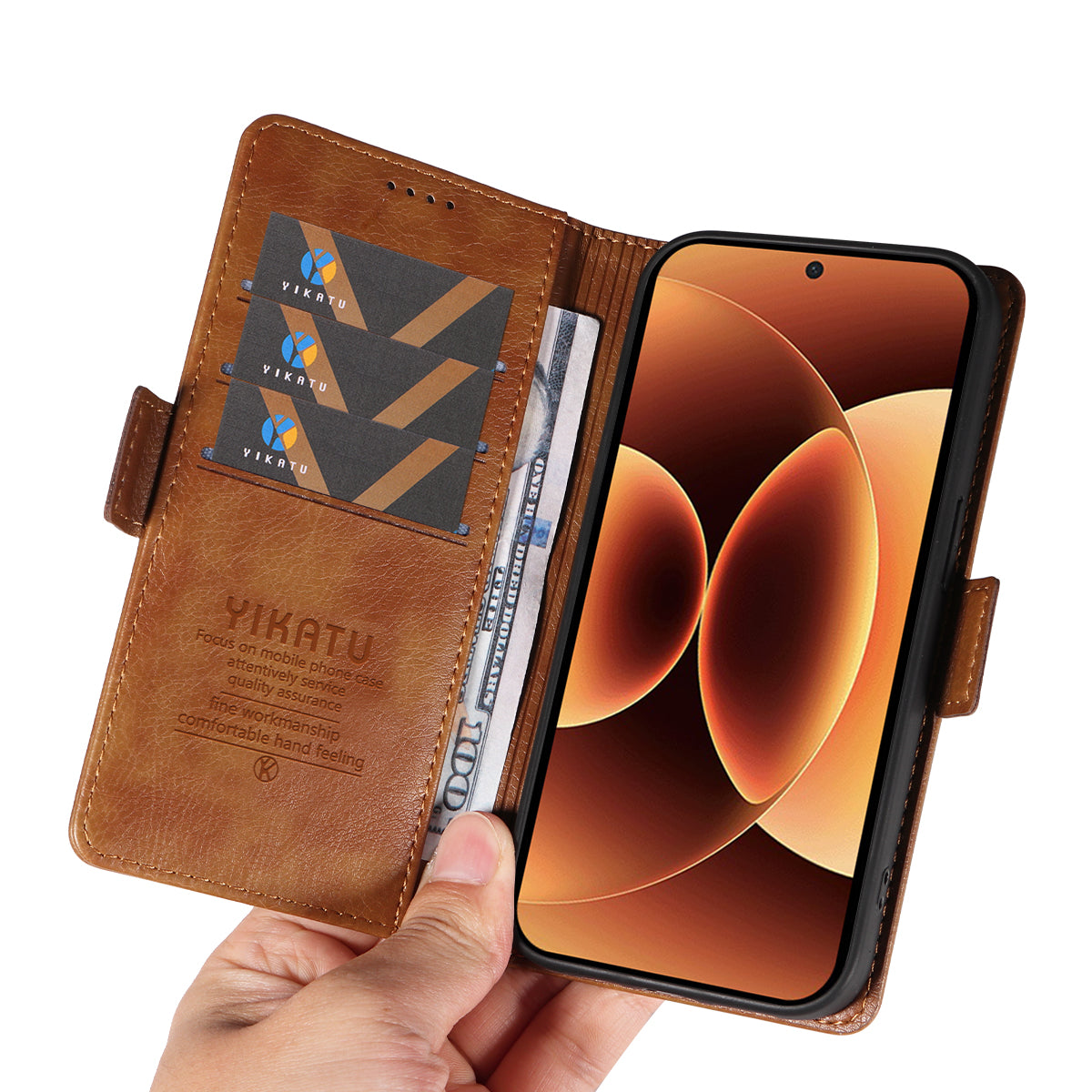 For Xiaomi 17 Pro Max Case YIKATU YK-007 Litchi Texture PU Leather Wallet Phone Cover - Brown