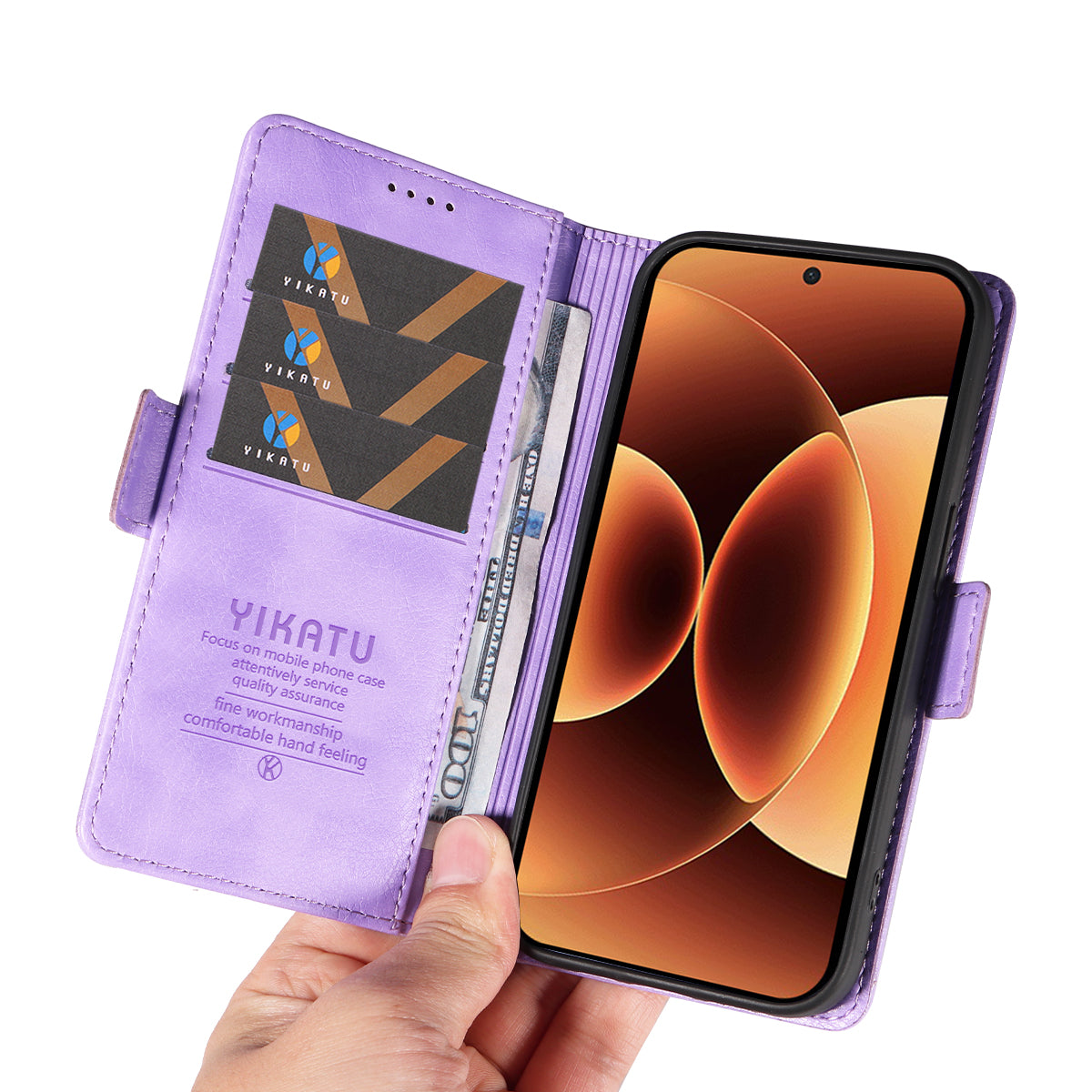 For Xiaomi 17 Pro Max Case YIKATU YK-007 Litchi Texture PU Leather Wallet Phone Cover - Purple