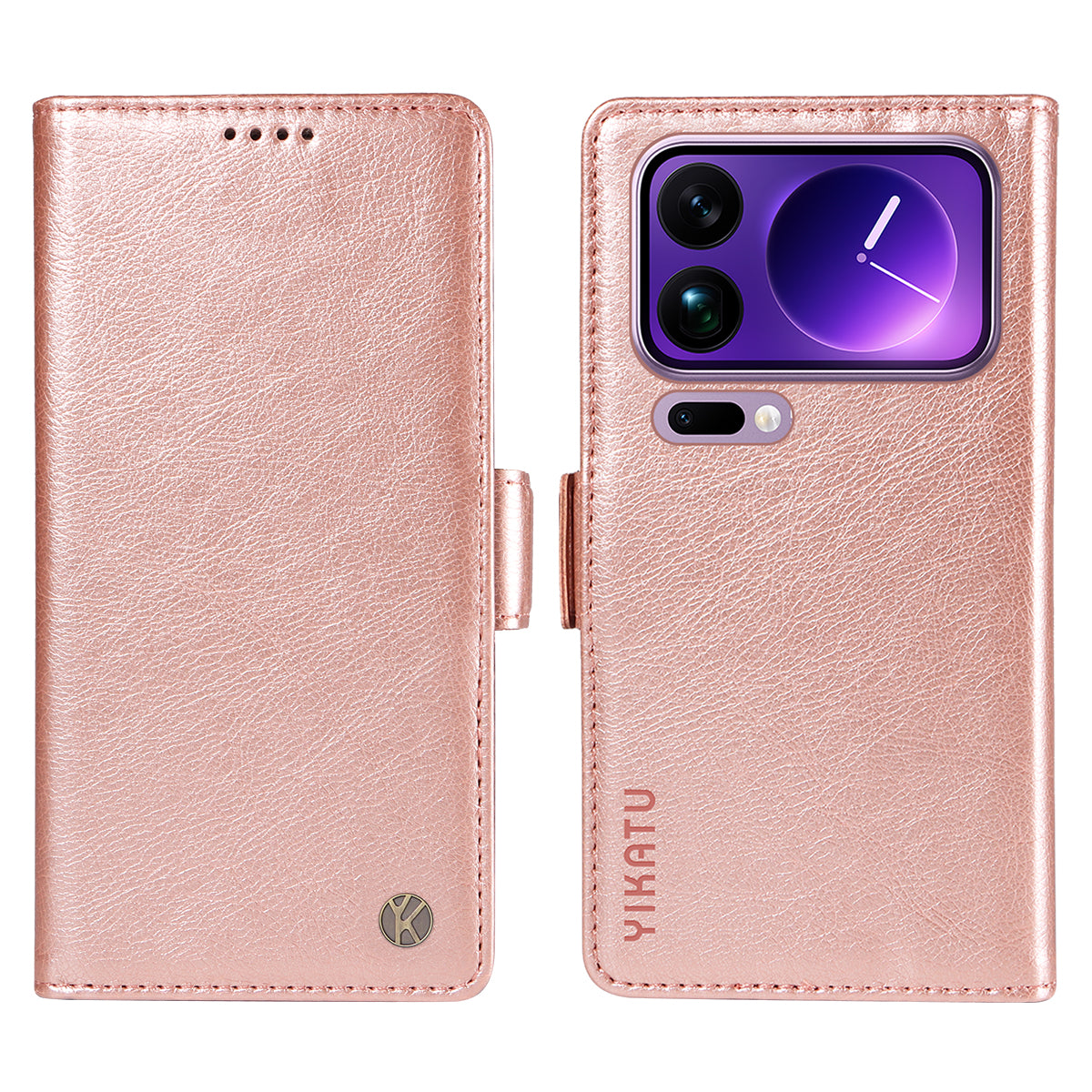 For Xiaomi 17 Pro Max Case YIKATU YK-007 Litchi Texture PU Leather Wallet Phone Cover - Rose Gold