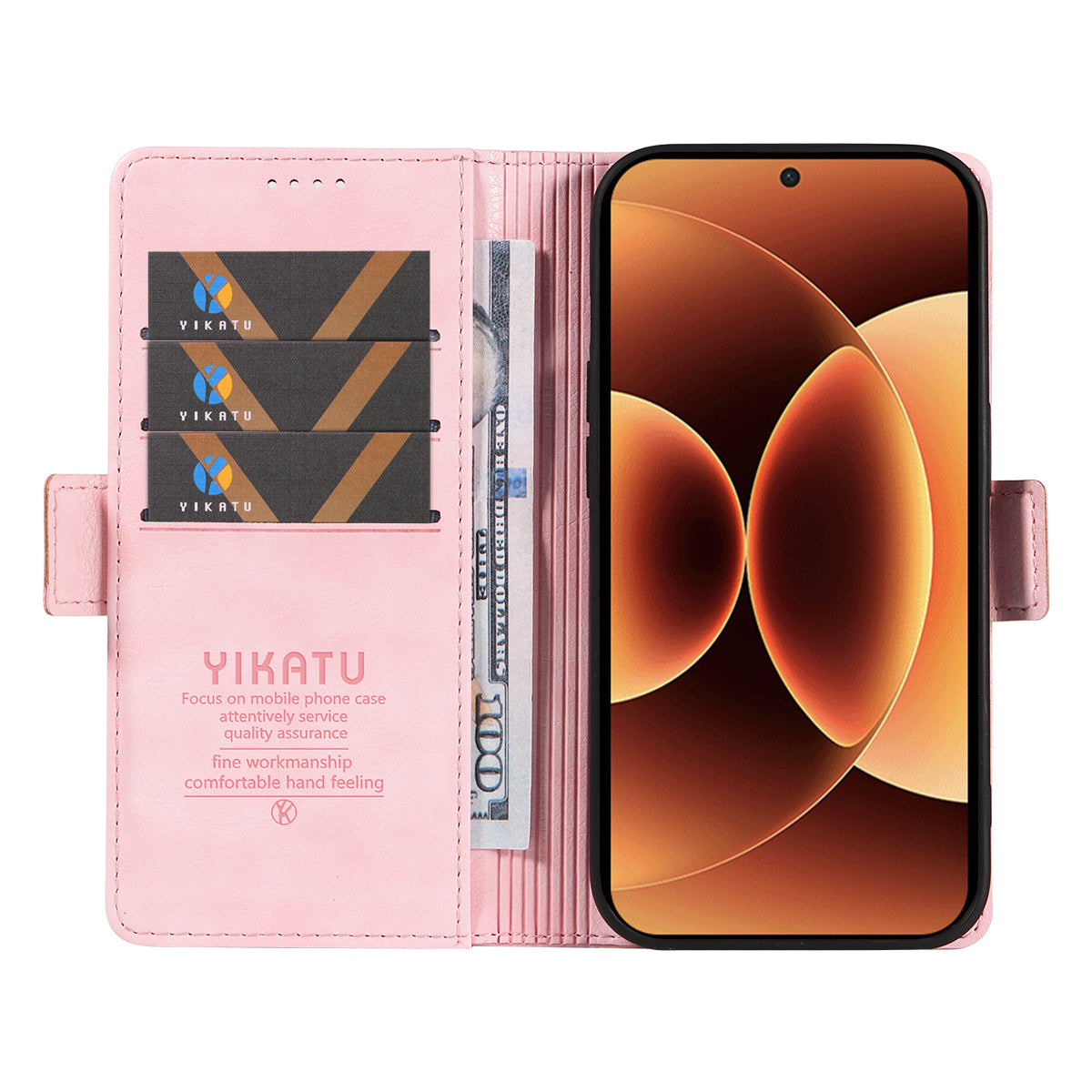 For Xiaomi 17 Pro Max Case YIKATU YK-007 Litchi Texture PU Leather Wallet Phone Cover - Pink