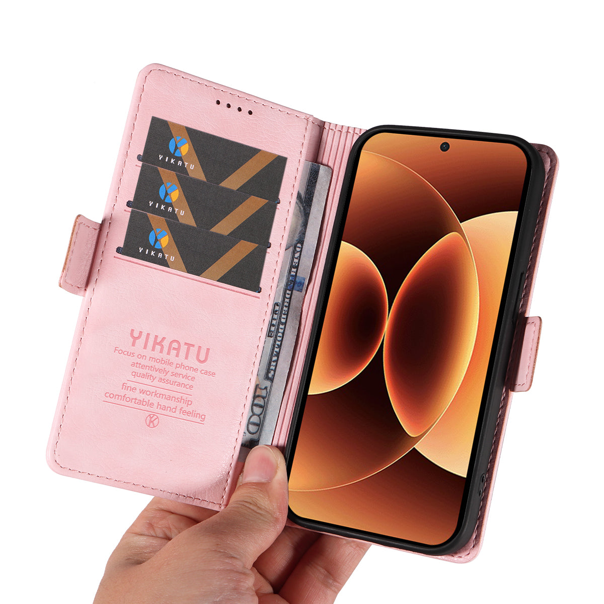 For Xiaomi 17 Pro Max Case YIKATU YK-007 Litchi Texture PU Leather Wallet Phone Cover - Pink