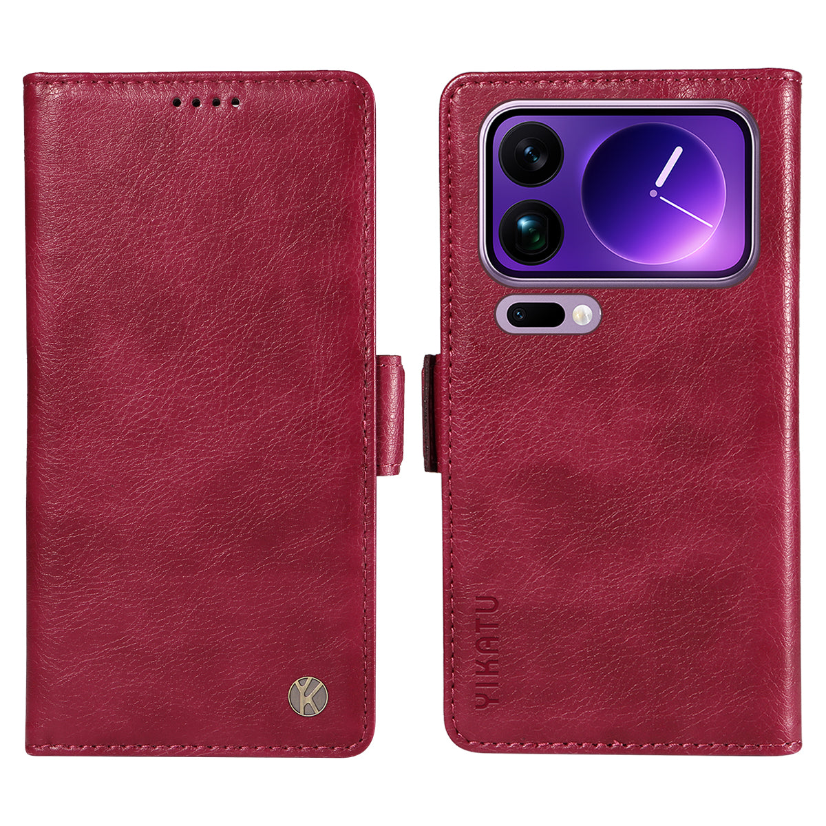 For Xiaomi 17 Pro Max Case YIKATU YK-007 Litchi Texture PU Leather Wallet Phone Cover - Wine Red
