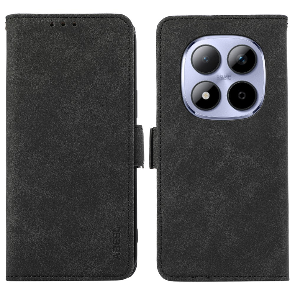 ABEEL For Xiaomi Redmi Note 15 Pro 5G (Global) Case PU Leather Folio Stand View RFID Blocking Phone Cover - Black