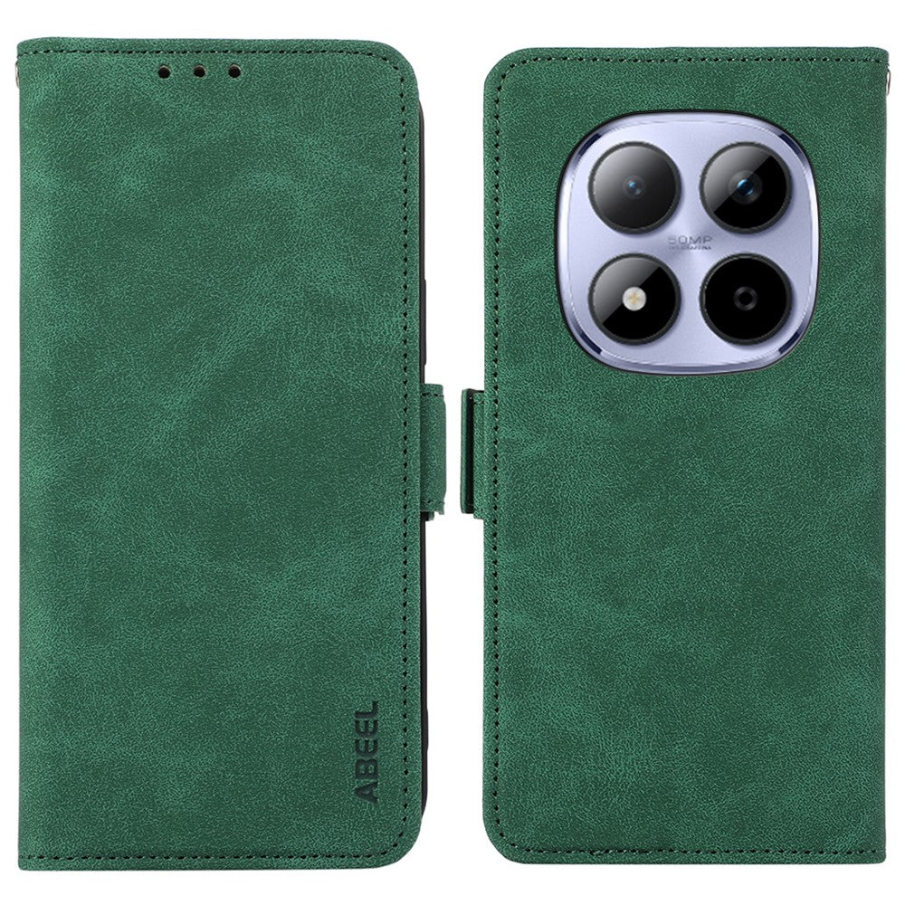 ABEEL For Xiaomi Redmi Note 15 Pro 5G (Global) Case PU Leather Folio Stand View RFID Blocking Phone Cover - Green