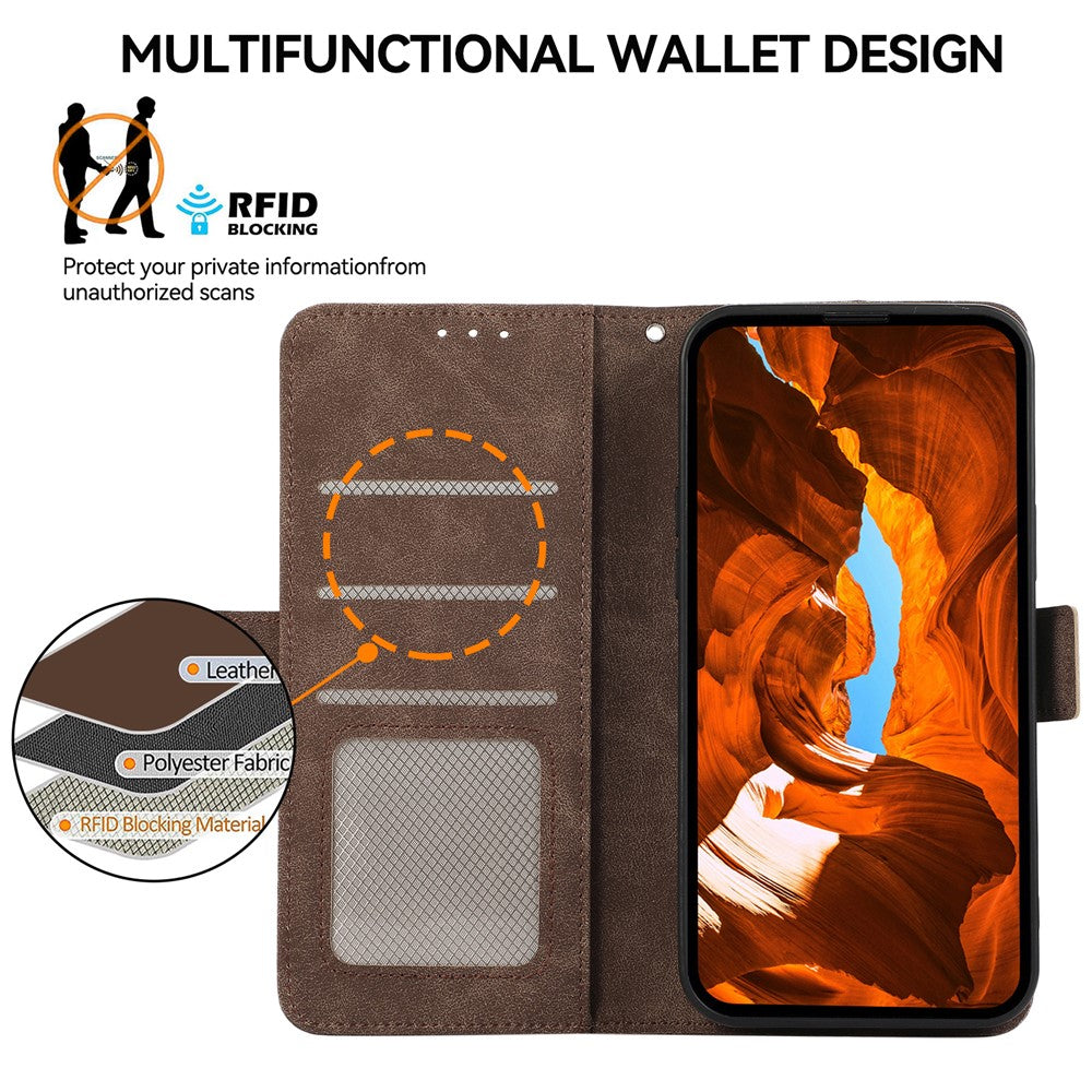 ABEEL For Xiaomi Redmi Note 15 Pro 5G (Global) Case PU Leather Folio Stand View RFID Blocking Phone Cover - Brown