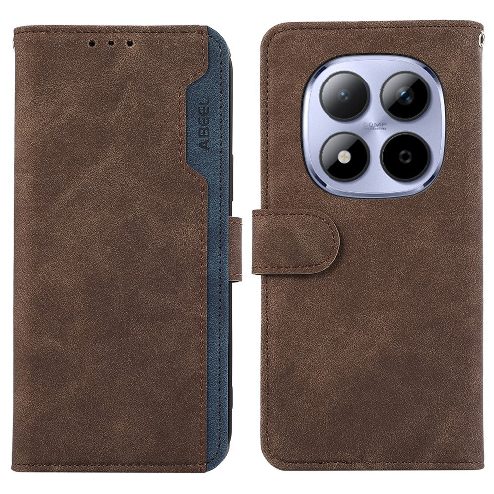 ABEEL For Xiaomi Redmi Note 15 Pro 5G (Global) Case Color Splicing Leather Flip Phone Cover RFID Blocking - Brown