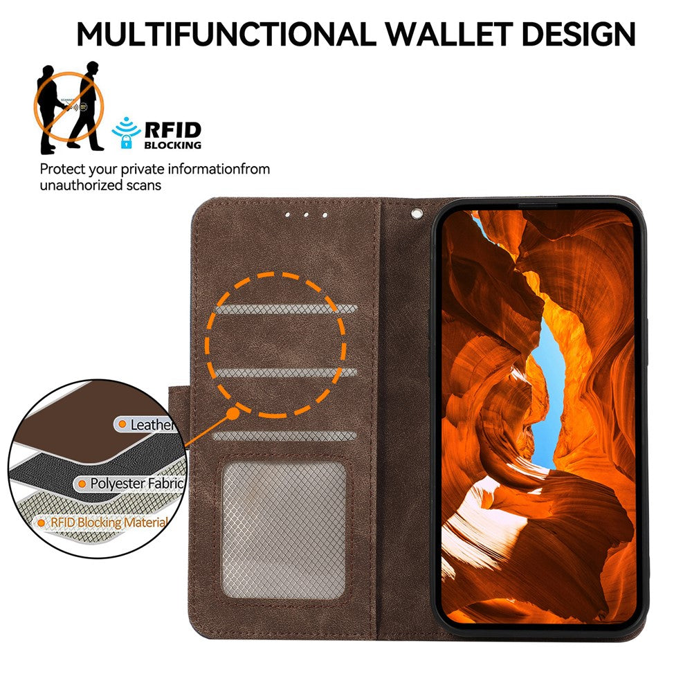 ABEEL For Xiaomi Redmi Note 15 Pro 5G (Global) Case Color Splicing Leather Flip Phone Cover RFID Blocking - Brown