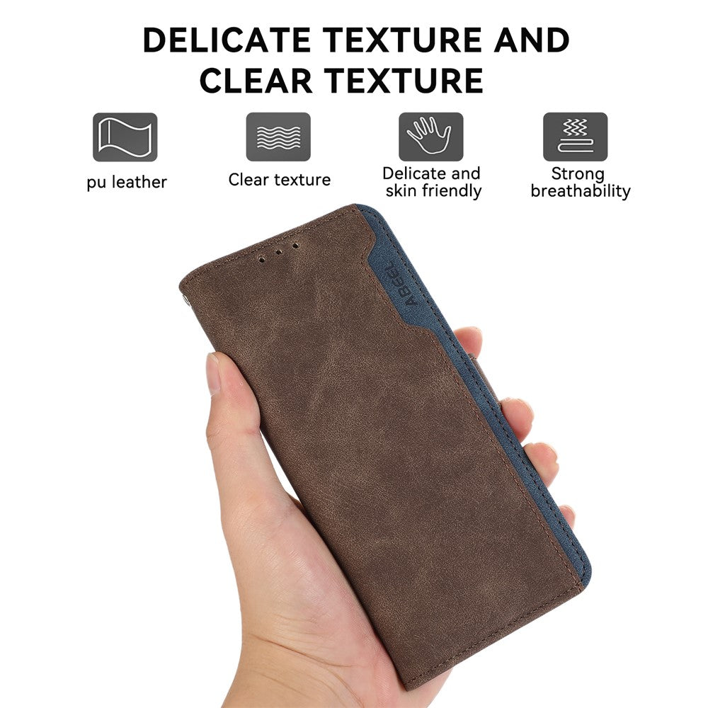 ABEEL For Xiaomi Redmi Note 15 Pro 5G (Global) Case Color Splicing Leather Flip Phone Cover RFID Blocking - Brown