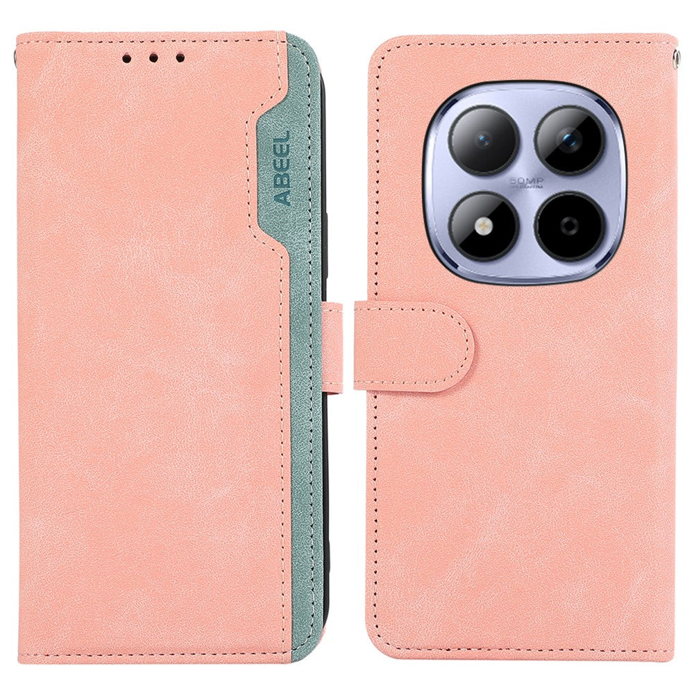 ABEEL For Xiaomi Redmi Note 15 Pro 5G (Global) Case Color Splicing Leather Flip Phone Cover RFID Blocking - Pink