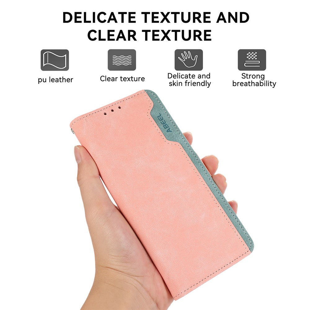 ABEEL For Xiaomi Redmi Note 15 Pro 5G (Global) Case Color Splicing Leather Flip Phone Cover RFID Blocking - Pink