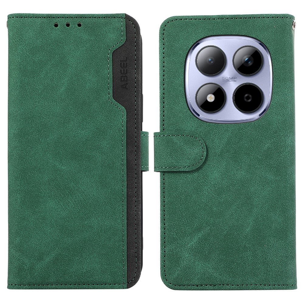ABEEL For Xiaomi Redmi Note 15 Pro 5G (Global) Case Color Splicing Leather Flip Phone Cover RFID Blocking - Green