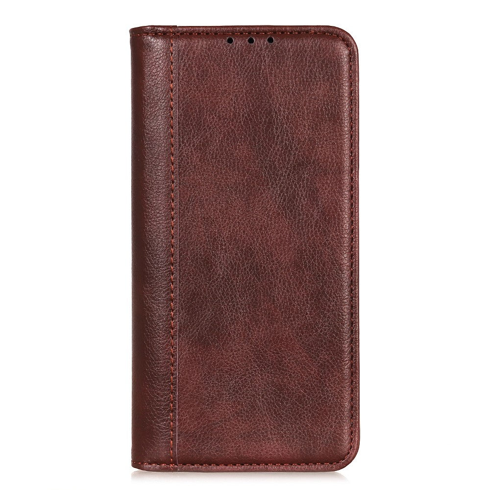 For Xiaomi Poco M8 Pro 5G / Redmi Note 15 Pro+ 5G (Global) Stand Case Split Leather Litchi Texture Wallet Phone Cover - Brown