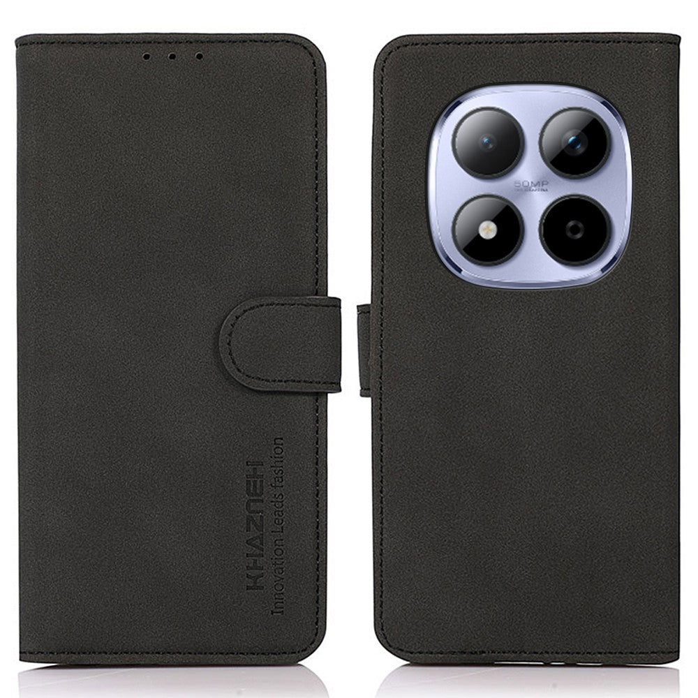 KHAZNEH For Xiaomi Poco M8 Pro 5G / Redmi Note 15 Pro+ 5G (Global) Case PU Leather Wallet Stand Phone Cover - Black