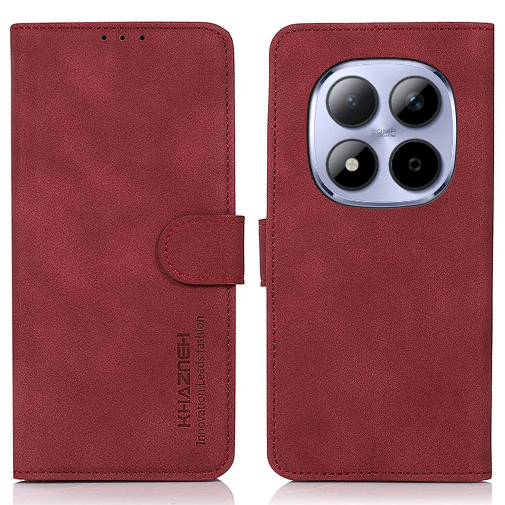 KHAZNEH For Xiaomi Poco M8 Pro 5G / Redmi Note 15 Pro+ 5G (Global) Case PU Leather Wallet Stand Phone Cover - Red