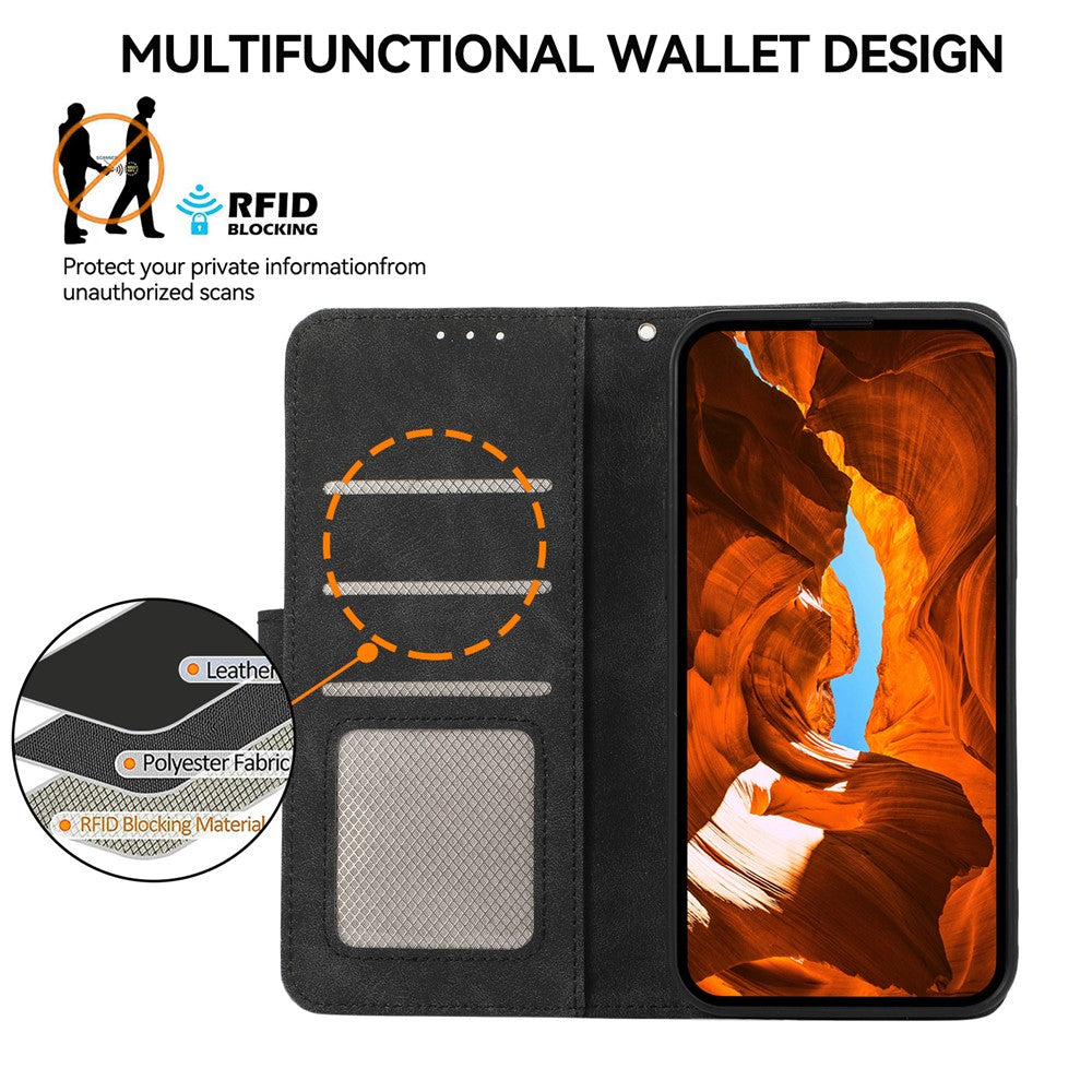 ABEEL For Xiaomi Poco M8 Pro 5G / Redmi Note 15 Pro+ 5G (Global) Case Color Splicing Leather Flip Phone Cover RFID Blocking - Black